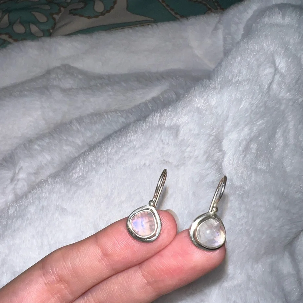 Moonstone Hook Earrings - Picture 3 of 6